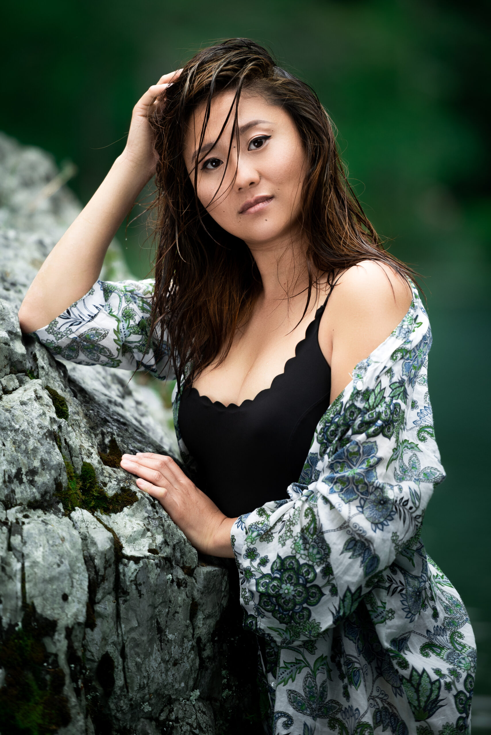 Portrait Femme Asiatique Lac Vert Apprendre La Photo De Portrait